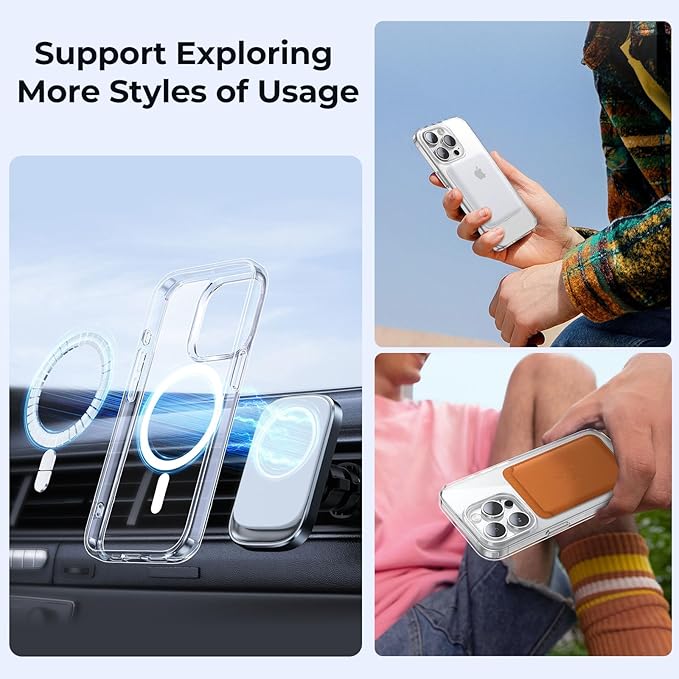 UNBREAKcable for iPhone 15 Pro Case, Compatible with MagSafe,Scratch Resistant for iPhone 15Pro, Anti Yellowing,Shockproof Protective Transparent Magnetic Clear 6.1" Case