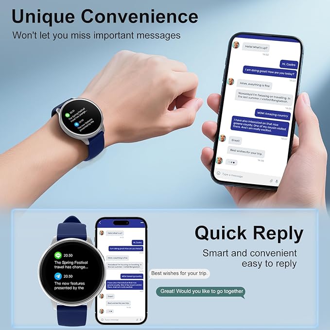 Smart Watch for Men Women Fitness Tracker with 100+ Sport Modes,Activity Trackers for iOS/Android Waterproof/Heart Rate/Sleep/Steps Monitor/Pedometer Monitor Monitor (Silver+Blue)