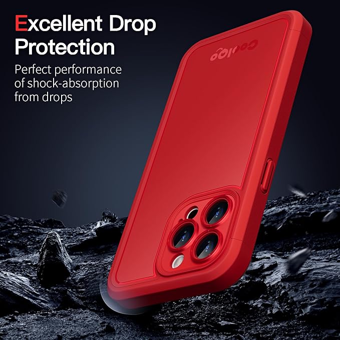 COOLQO Magnetic for iPhone 13 Pro Case, Compatible with MagSafe, Dual Layer Design Military Grade Protection, Translucent Matte Scratch-Resistant Back Protective Shockproof Phone Case, Red