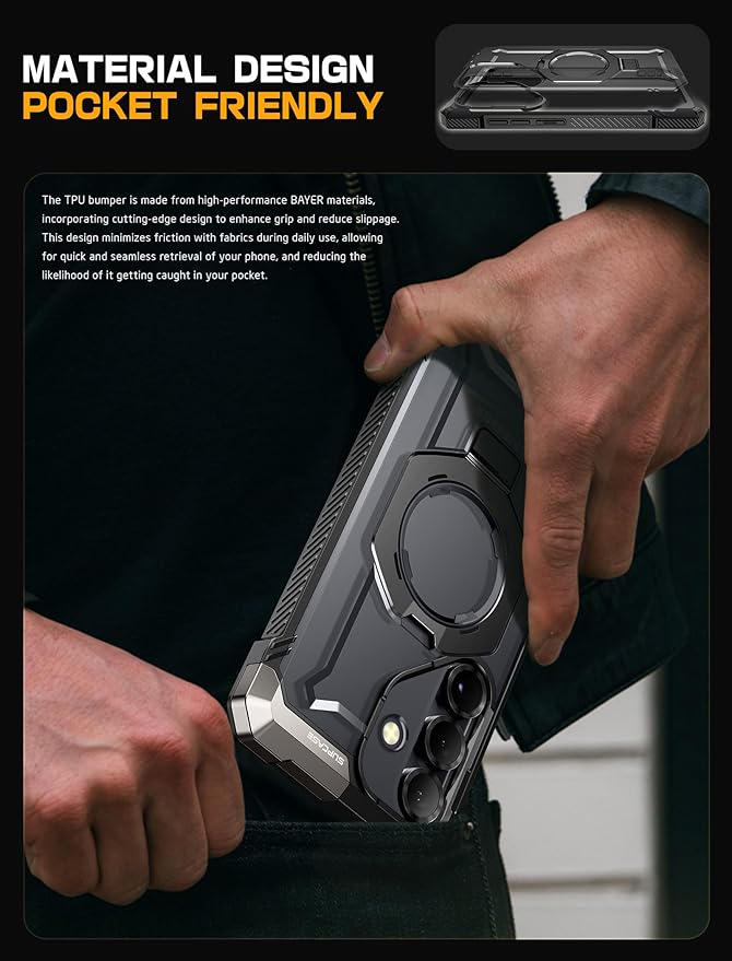 SUPCASE for Galaxy S25 FE Case with Stand (Unicorn Beetle Grip), [Compatible with MagSafe] [Military-Grade Protection] Heavy Duty Magnetic Phone Case for S25 FE 6.7 Inch, Black