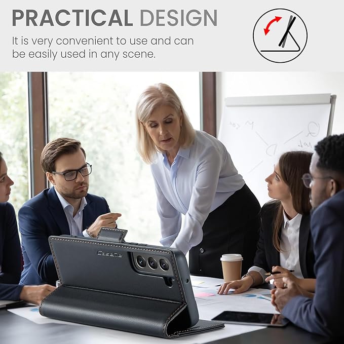 AUPAI for Samsung Galaxy S22 Plus Wallet Case with Credit Card Holder, PU Leather RFID Blocking Folio Flip Kickstand Magnetic Clasp Protective Phone Cover for Women Men Black