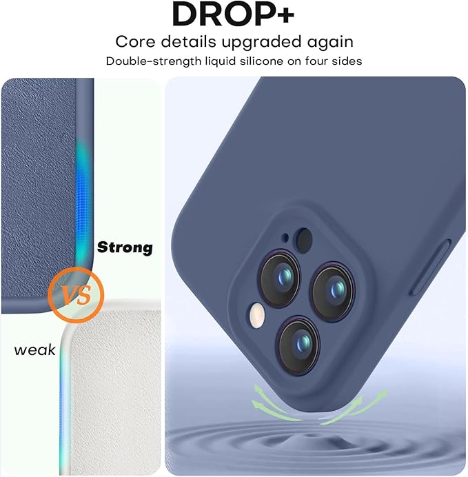 Vooii Compatible with iPhone 14 Pro Case, Liquid Silicone Upgrade [Camera Protection] [Soft Anti-Scratch Microfiber Lining] Shockproof Phone Case for iPhone 14 Pro 6.1 inch - Navy Blue
