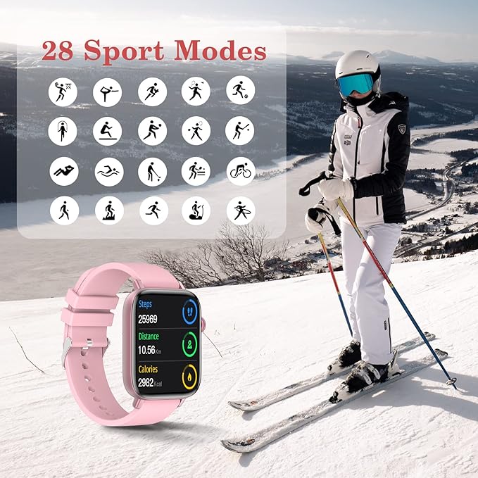 1.90'' with Smart Watch(Answer/Make Calls),Smart Fitness Tracker Watches for Android/iOS Phones,Bluetooth Call and Text Message/Sleep Monitor/Heart Rate/Step Counter Android Smartwatch for Women Men