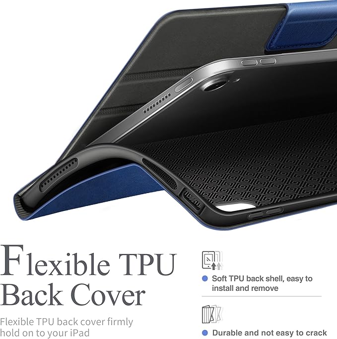 auaua Case for iPad (A16) 11th Generation 11 Inch 2025, iPad 10th Generation 10.9 Inch 2022, with Pencil Holder and Pocket, Typing Angle Muti-Stand Magnetic Closure Auto Sleep/Wake (Blue)