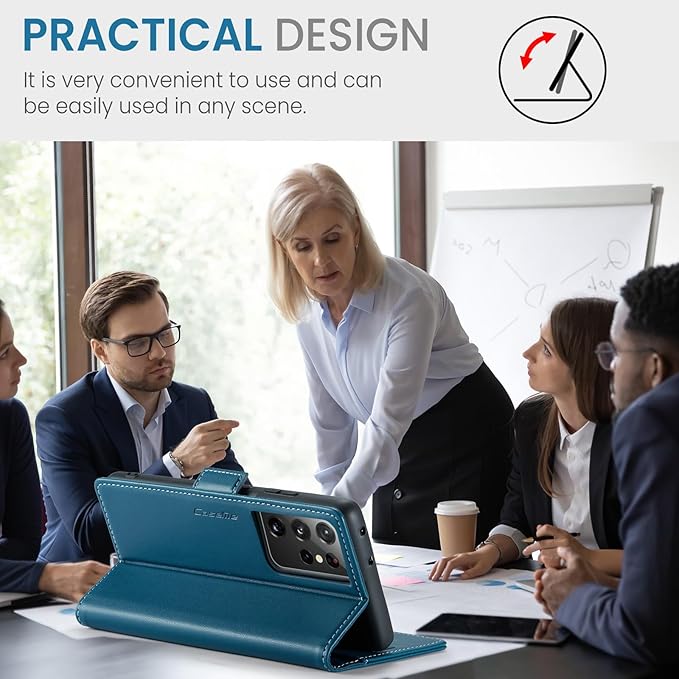 Case for Samsung Galaxy S21 Ultra Wallet Case, RFID Blocking PU Leather Flip Folio Cover Card Holder Kickstand Shockproof Phone Case Compatible with Samsung Galaxy S21 Ultra, Blue