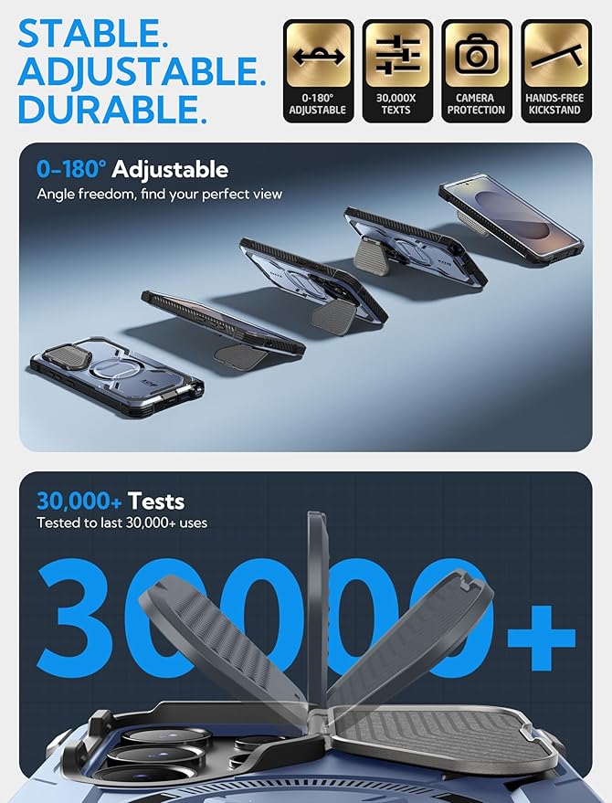 i-Blason Armorbox for Samsung Galaxy S25 Ultra Case MagSafe with Camera Cover Stand [Military Protection] Full-Body Heavy Duty Magnetic Phone Case with Screen Protector for S25 Ultra 6.9 inch, Blue