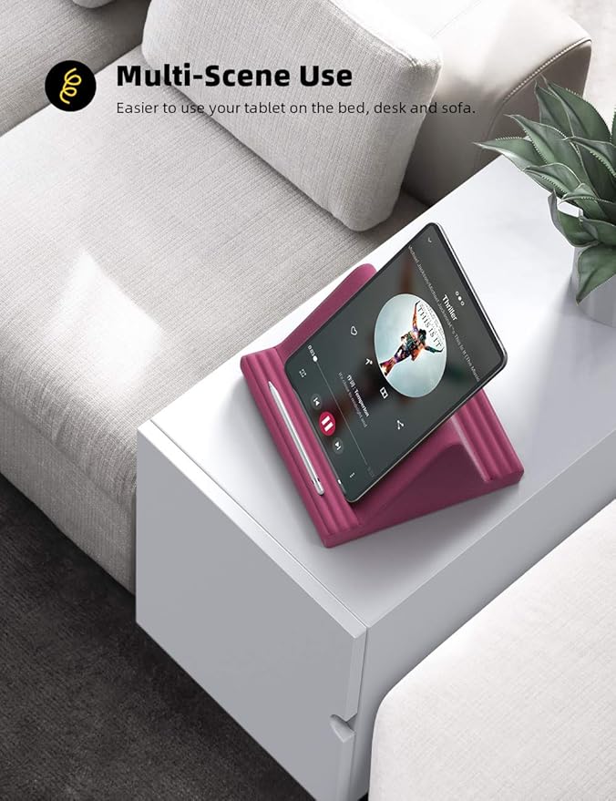 Lamicall Tablet Pillow Stand, Pillow Soft Pad for Lap - Tablet Holder Dock for Bed with 6 Viewing Angles, for iPad Pro 9.7, 10.5, 11, 12.9 Air Mini 4 3, Kindle, Galaxy Tab, E-Reader, Purplish Red
