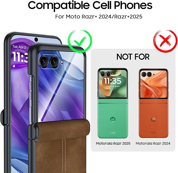 for Motorola razr+ Plus 2024 Case/Razr+ Plus 2025 Case Built-in Screen Protector& Hinge Protection & Ultra Thin PU Leather Matte PC Shockproof Phone Case for Moto Razr+ 2024/Razr+ 2025 (Brown)