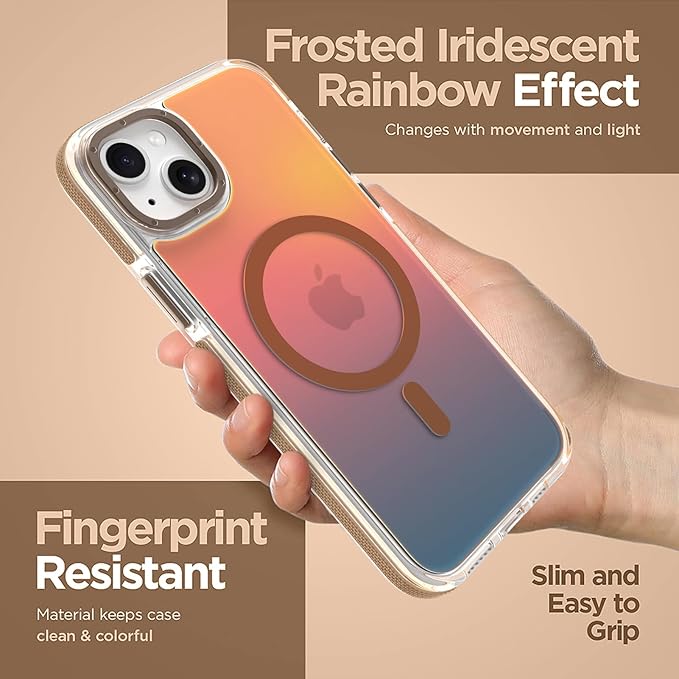 MOWIME Magnetic Case for iPhone 15 Plus [Compatible with Magsafe] [Cute Fashion Fluorescent Design] [1 Screen Protector] Slim Translucent Matte Case for iPhone 15 Plus 6.7" 2023, Desert
