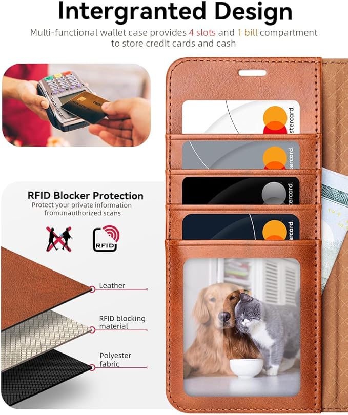 OCASE Compatible with Galaxy S25 Plus Wallet Case, PU Leather Flip Folio Case with Card Holders RFID Blocking Kickstand [Shockproof TPU Inner Shell] Protective Phone Cover 6.7 Inch 2025, Brown