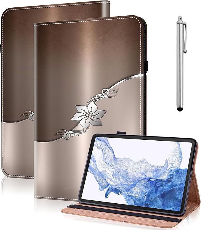 Case for Lenovo Tab Plus 11.5 inch 2024 (TB351FU),PU Leather Folio Shockproof Stand Card Slots Smart Protective Cover for Lenovo Tab Plus 2024 Tablet - Silver Flower
