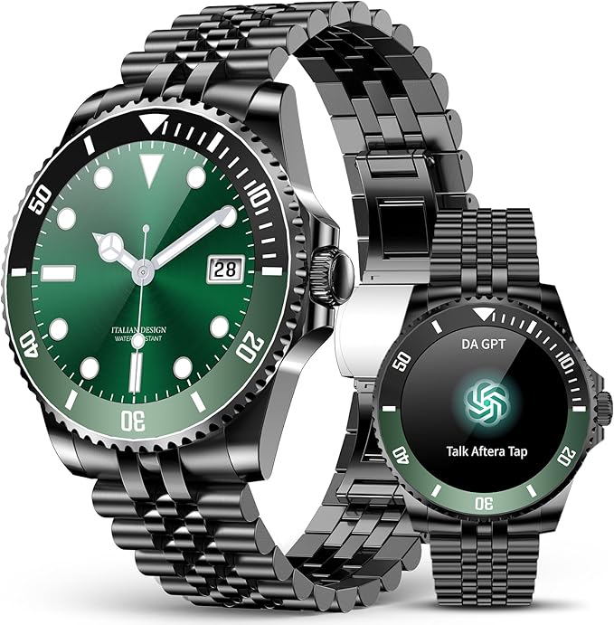 2025 DA GPT Smart Watch for Men with Bluetooth Call, Heart Rate, Blood Pressure, SpO2, Sleep Monitor, 107 Sports Modes, Waterproof Round Watch, 1.19-inch AMOLED Display, Compatible Android and iOS