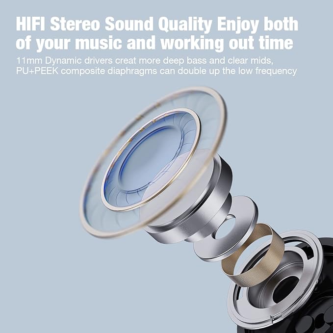 Boean Wrokout Headphones Bluetooth Headphone with Mic Bluetooth 5.3 Technology with Stereo Sound Deep Bass 16 Hrs Playback Running Headphones IPX7 Rating for Sports