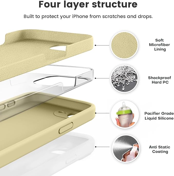 Vooii Compatible with iPhone 16e Case, Liquid Silicone Upgrade [Camera Protection] [Soft Anti-Scratch Microfiber Lining] Shockproof Phone Case for iPhone 16e 6.1 inch - Creamy Yellow