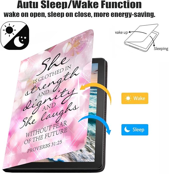 Case for Samsung Galaxy Tab A7 10.4 inch 2022/2020 (SM-T500/T503/T505/T507/T509), Premium PU Leather Stand Folio Cover with Auto Sleep/Wake, Bible Verses Proverbs 31:25