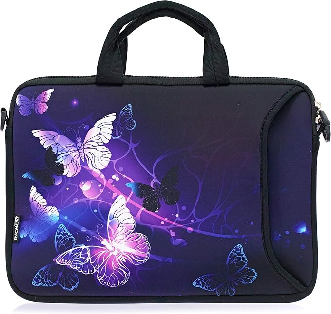 RICHEN 10 inch Messenger Bag Carrying Case with Handle Accessory Pocket Fits 7 to 10-Inch Laptops/Notebook/Kids Tablet (7-10.2 inch, Butterflies)