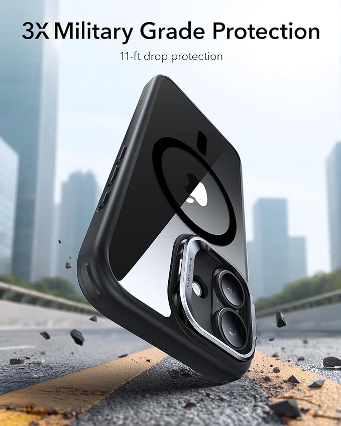 ESR for iPhone 17 Case with Stand, Camera Control Cover Compatible with MagSafe, Military-Grade Drop Protection Magnetic Phone Case for iPhone 17, Scratch-Resistant Back Cover,Clear Black