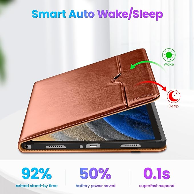 DTTO for Samsung Galaxy Tab A9 Plus 11 inch Case 2023, Premium Leather Business Folio Stand Cover with Hand Strap for Galaxy Tab A9+ 11’’ 2023 Model (SM-X210/X216/X218) - Auto Wake/Sleep, Brown