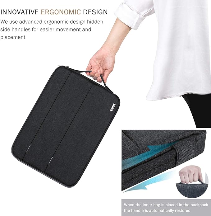 Voova 13 13.6 Inch Laptop Sleeve Case Compatible with MacBook Air 13 M1/M2/M3/M4 2020-2025, MacBook Pro 13/14, IPad Air/Pro 13, Waterproof Slim Computer Bag Cover with Handle, Black