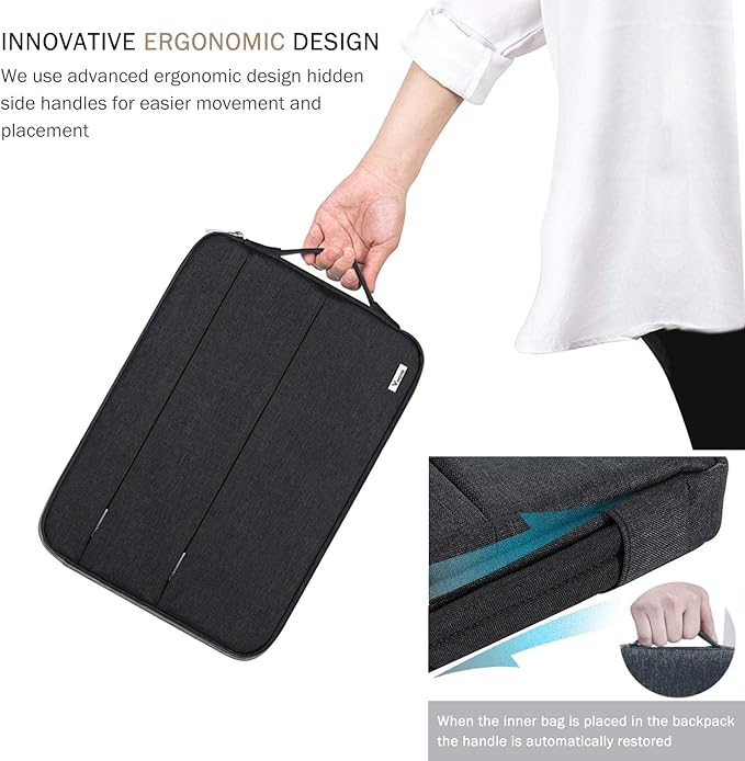 Voova 15.6 16 Inch Laptop Sleeve Case Compatible with MacBook Pro 16 M1/M2/M3/M4 Max 2019-2025, 15.6-16” Hp Lenovo Acer Asus, Waterproof Slim Computer Bag Cover with Handle, Black