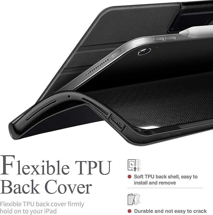 auaua Case for iPad Air 13 inch (M3/M2) 2025/2024, with Pencil Holder and Pocket, Multiple Viewing Angles, Magnetic Closure, Auto Sleep/Wake (Black)