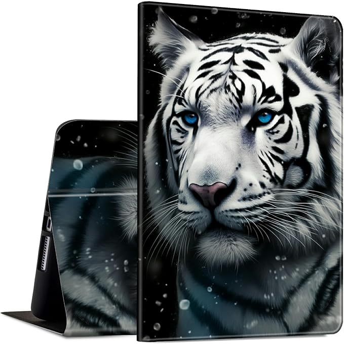 Case for Microsoft Surface Pro X (2021/2020/2019) 13 Inch PU Leather Slim Lightweight Multiple Angles Stand Smart Cover with Auto Wake/Sleep for New Surface Pro X 2021, Cool Tiger