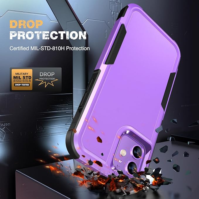 Diaclara Designed for iPhone 12 Case/iPhone 12 Pro Case, [with Privacy Screen Protector] [Anti Spy] [Military Grade Drop Protection] Heavy Duty Full-Body Shockproof Phone Case, Purple