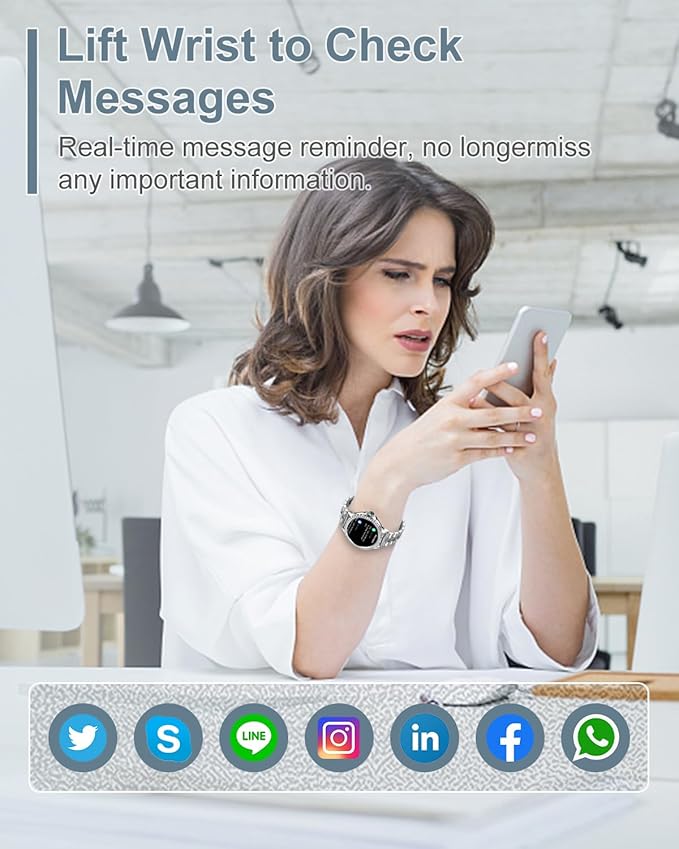 Smart Watches for Women(Answer/Make Calls) with Diamonds, 1.3” HD Bluetooth Smart Watch for Android iOS Phones, IP68 Waterproof Fitness Activity Trackers Smartwatch with Heart Rate/SpO2/Sleep Monitor