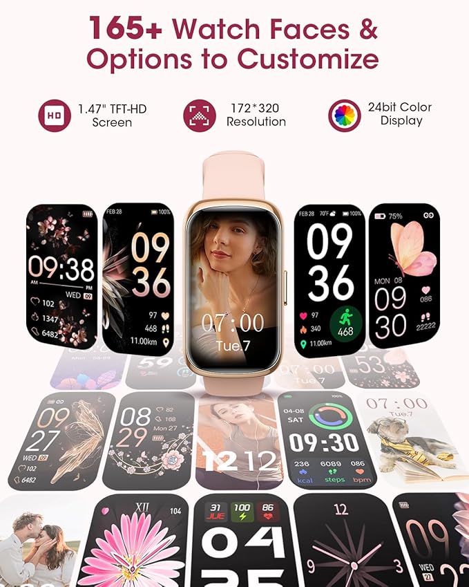 Health Fitness Tracker for Women Men: 24H Heart Rate Monitor Activity Trackers Blood Oxygen Sleep Step Calorie Tracking 5ATM Waterproof Fitness Smart Watches for Woman Compatible with iPhone Android