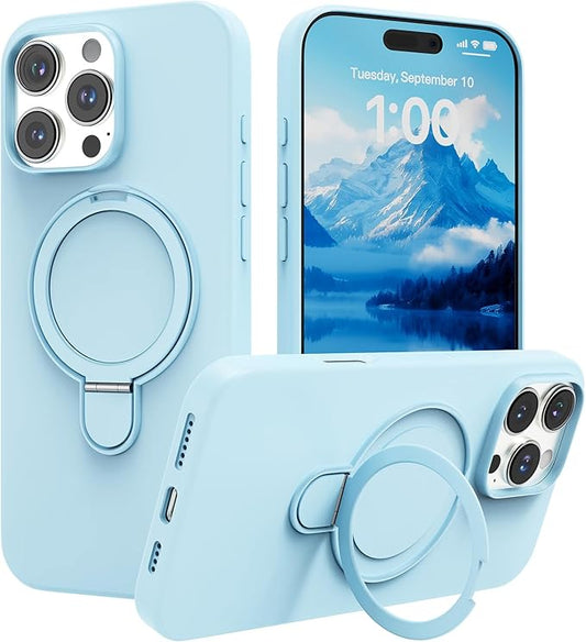 Magnetic Stand for iPhone16 Pro Max Case with Kickstand 【Lab-Certified Protection】【Not Yellowing】【Anti-Fingerprint】 Durable, Enhanced Grip, Slim，Blue，iPhone 16 Pro Max 6.9"