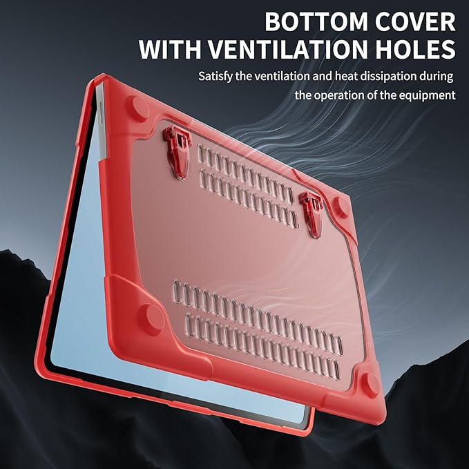 Batianda Heavy Duty Case for 13.8 inch Microsoft Surface Laptop 2024 (7th Edition) with Fold Kickstand Includes Keyboard Cover Screen Protector - Shockproof Stylish & Durable Protective Cover, Red