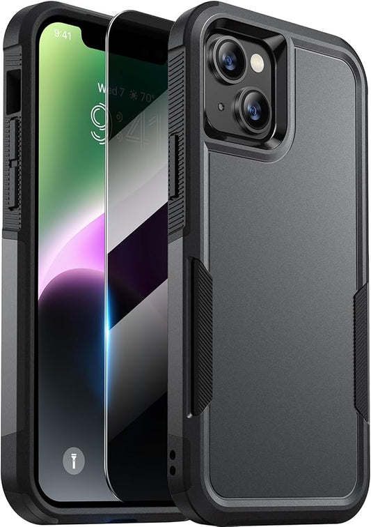 Diaclara Designed for iPhone 14 Case, [with Privacy Screen Protector] [Anti Spy] [Military Grade Drop Protection] Heavy Duty Full-Body Shockproof Phone Case, Black