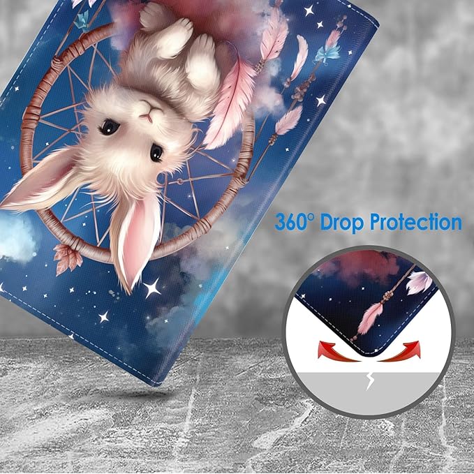 Case for Samsung Galaxy Tab A 10.1 2019 (SM-T510/T515/T517), Slim Lightweight PU Leather Stand Cover with Auto Wake/Sleep for Galaxy Tab A 10.1 Inch, Dream Catcher Rabbit