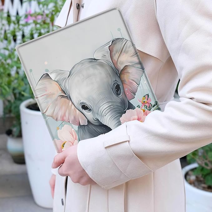 Case for Samsung Galaxy Tab A9+ 11 Inch 2023 Release (SM-X210/X216/X218), Adjustable Stand Auto Wake/Sleep Smart Case for Galaxy Tab A9 Plus Tablet - Little Elephant Flower