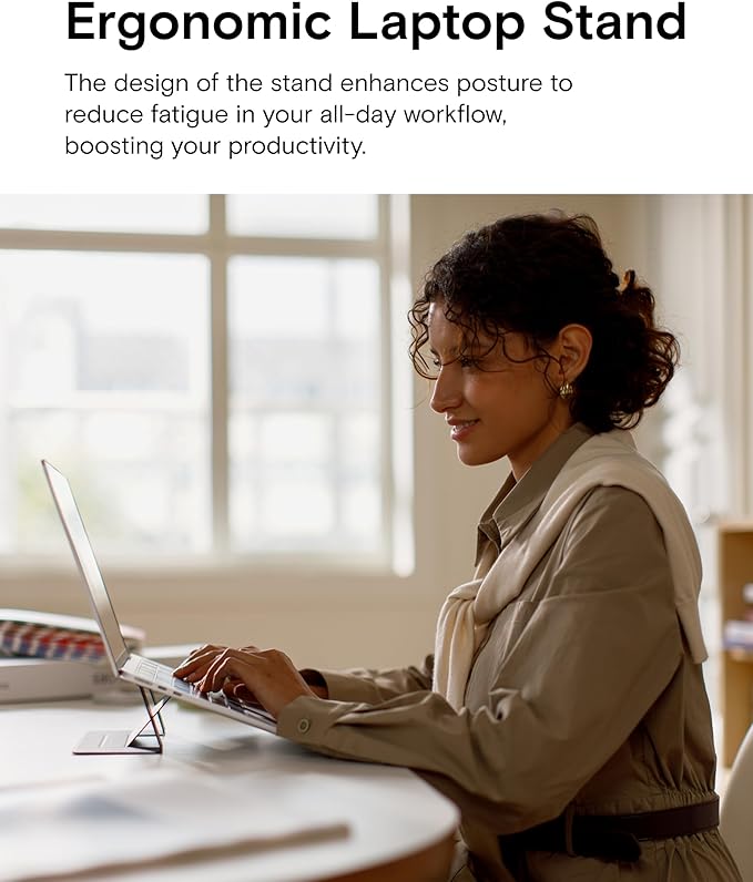 MOFT Laptop Stand for Desk, Adhesive MacBook Computer Stand with 2 Adjustable Viewing Angles, Foldable and Portable Laptop Riser Compatible with 11"-16" Laptops, Black(Adhesive Version)