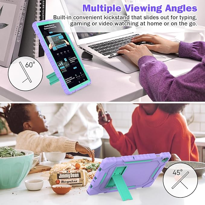 Grifobes for Samsung Galaxy Tab A9 Plus 11 Inch 2023 Cases, Heavy Duty Shockproof Rugged Cover for New Samsung Tablet A9+ 11" Case (SM-X210/X216/X218) with Kickstand for Kids, Purple+Green
