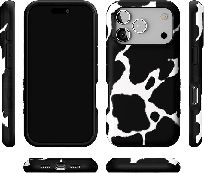 Casely iPhone 17 Pro Case | Current Mood | Cow Print | Bold Protective Design | Compatible with MagSafe