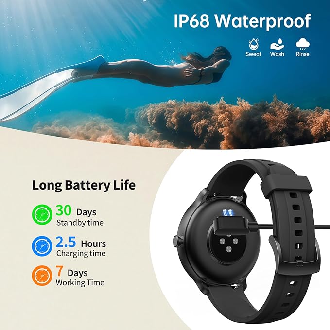 Smart Watch for Men Women(Answer/Make Calls), Smartwatch Built-in AI Voice, 1.27" HD Fitness Tracker with Heart Rate/Sleep/Step/SpO2 Monitor, 100+ Sports Modes, IP68 Waterproof Watch for Android iOS