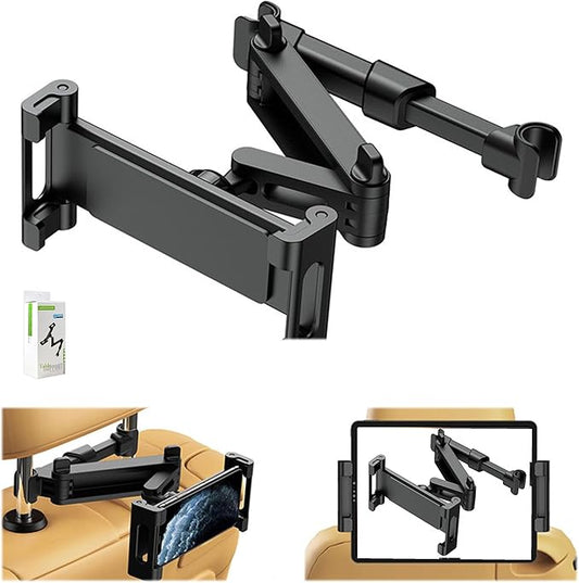 Car Tablet Holder for Backseat, for ipad Headrest Mount, Car Mount for Back Seat with 360°Rotating, [3 in 1 Extension Arm] 5.3-10.6", Fit Larger Tablet (If Short Side ≤10.6") - Black