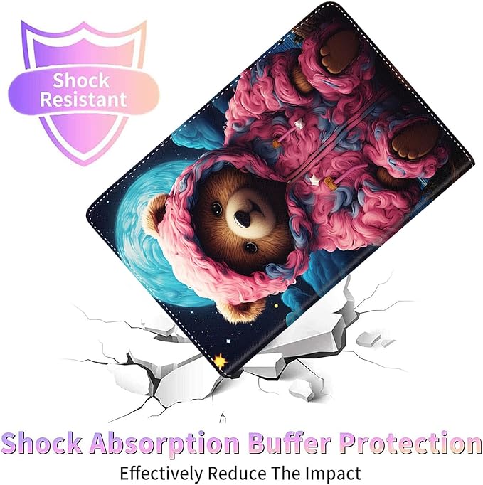 Case for Galaxy Tab A9 Plus ， Auto Sleep/Wake Multi-Angle Viewing Slim Folio Stand Cover for Samsung Galaxy Tab A9+/A9 Plus 11 Inch 2023 (SM-X210/X216/X218), Cute Bear Wearing Pink Clothes