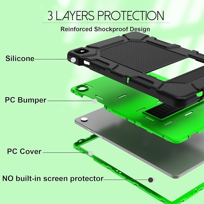 Rantice Case for Samsung Galaxy Tab A9+ / A9 Plus 11 Inch, Kids Case with Kickstand, Shockproof Rugged Cover for Samsung Galaxy Tab A9+ 11” 2023 Model (SM-X210/X216/X218), Black+Green