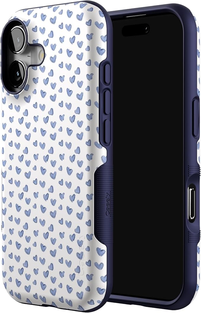 Casely iPhone 17 Case | Lovebug | Blue Hearts | Bold Protective Design | Compatible with MagSafe