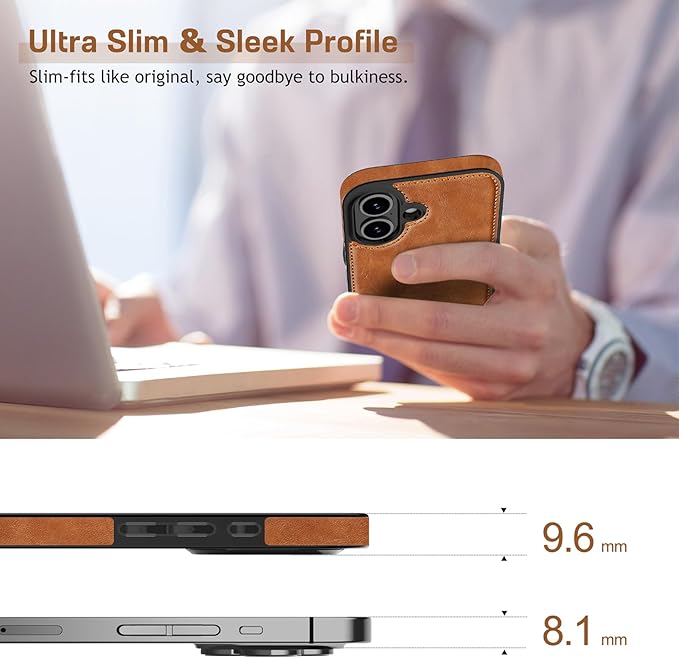 LOHASIC for iPhone 17 Leather Case, Slim Business PU Classic Elegant Style Soft Non-Slip Grip Shockproof Rugged Protective Cover Phone Case for iPhone17 6.3" 2025 - Sand Dune