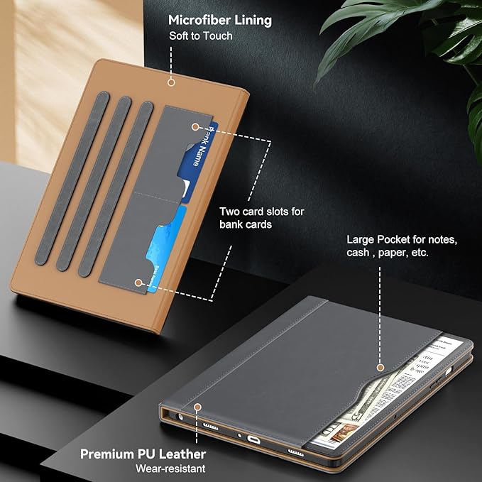 OKP Case for Samsug Galaxy Tab A9+ Plus 11 inch 2024(SM-X210/X216/X218), PU Leather Folio Cover with Multi-Angle Stand//Pen Holder, Auto Wake/Sleep Case for Galaxy A9+ 11" Tablet (Gray)