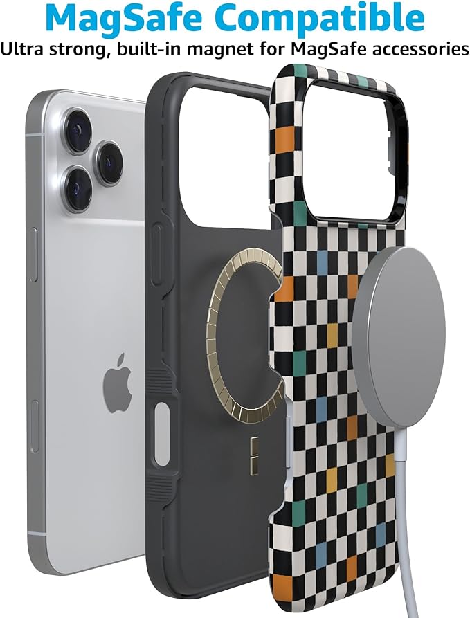 Casely iPhone 17 Pro Case | Old Skool | Retro Checkerboard | Compatible with MagSafe | Bold Protective Design