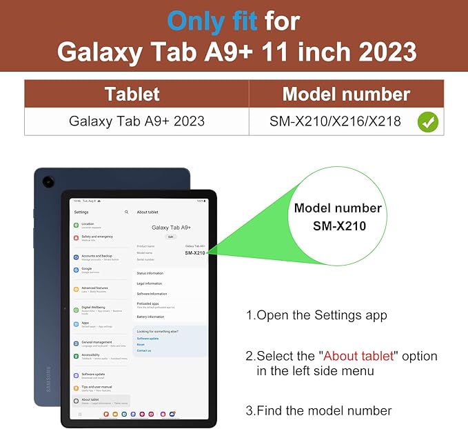 DTTO for Samsung Galaxy Tab A9 Plus 11 inch Case 2023, Premium Leather Business Folio Stand Cover with Hand Strap for Galaxy Tab A9+ 11’’ 2023 Model (SM-X210/X216/X218) - Auto Wake/Sleep, Brown