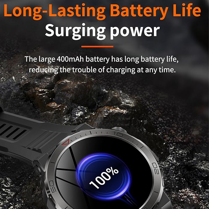 Smart Watch 1.43" AMOLED Display, Bluetooth Calling, IP68 Waterproof, Heart Rate Monitoring, Sleep Monitoring，Multi-Sport Fitness Tracking, Voice Assistant (Black)