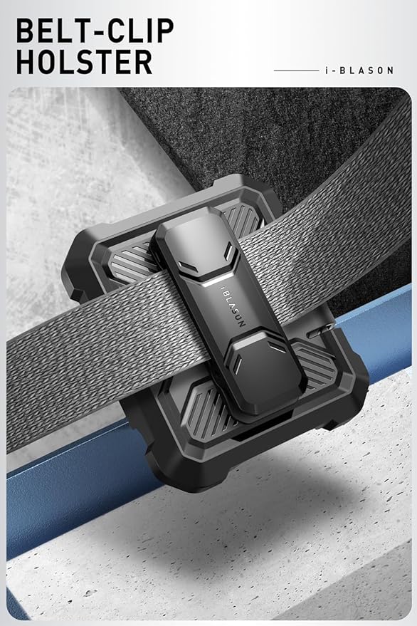 i-Blason for Samsung Galaxy Z Flip 7 FE Case, Z Flip6 Case with Stand, [Built-in Screen Protector] [Hinge Protection] [Belt-Clip], Military Phone Case for Samsung Z Flip 7 FE/6/5, Armorbox, Black