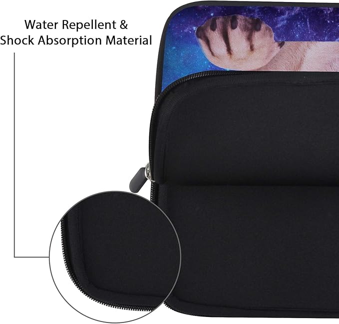 Violet Mist 11 11.6 12 Inch Laptop Sleeve Funny Dog Pattern Laptop Carrying Bag Case with Handle Cute Protective Neoprene Notebook Tablet Computer Travel Cover Pouch Briefcase, Galaxy Pug