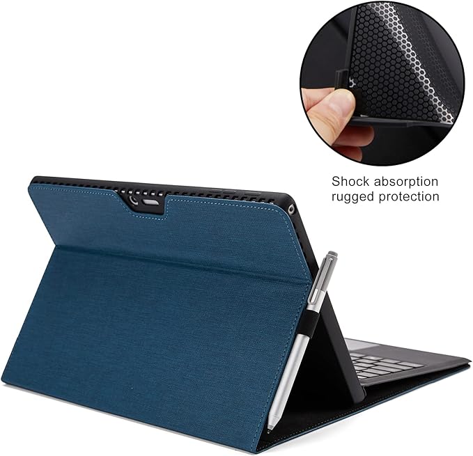 Omnpak Case for Microsoft Surface Pro 7 Plus /7/6 /5/4 with Stylus Holder, Multiple Angle Polyester Slim Lightweight Cover, Compatible with Type Cover Keyboard (Not Include Keyboard)